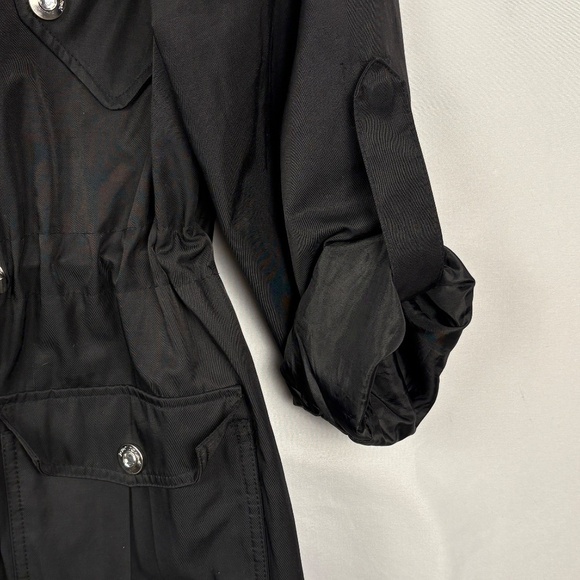 Betsey Johnson Womens Rain Trench Coat Sz S Button & Zip Midi Detective Jacket - Picture 9 of 16